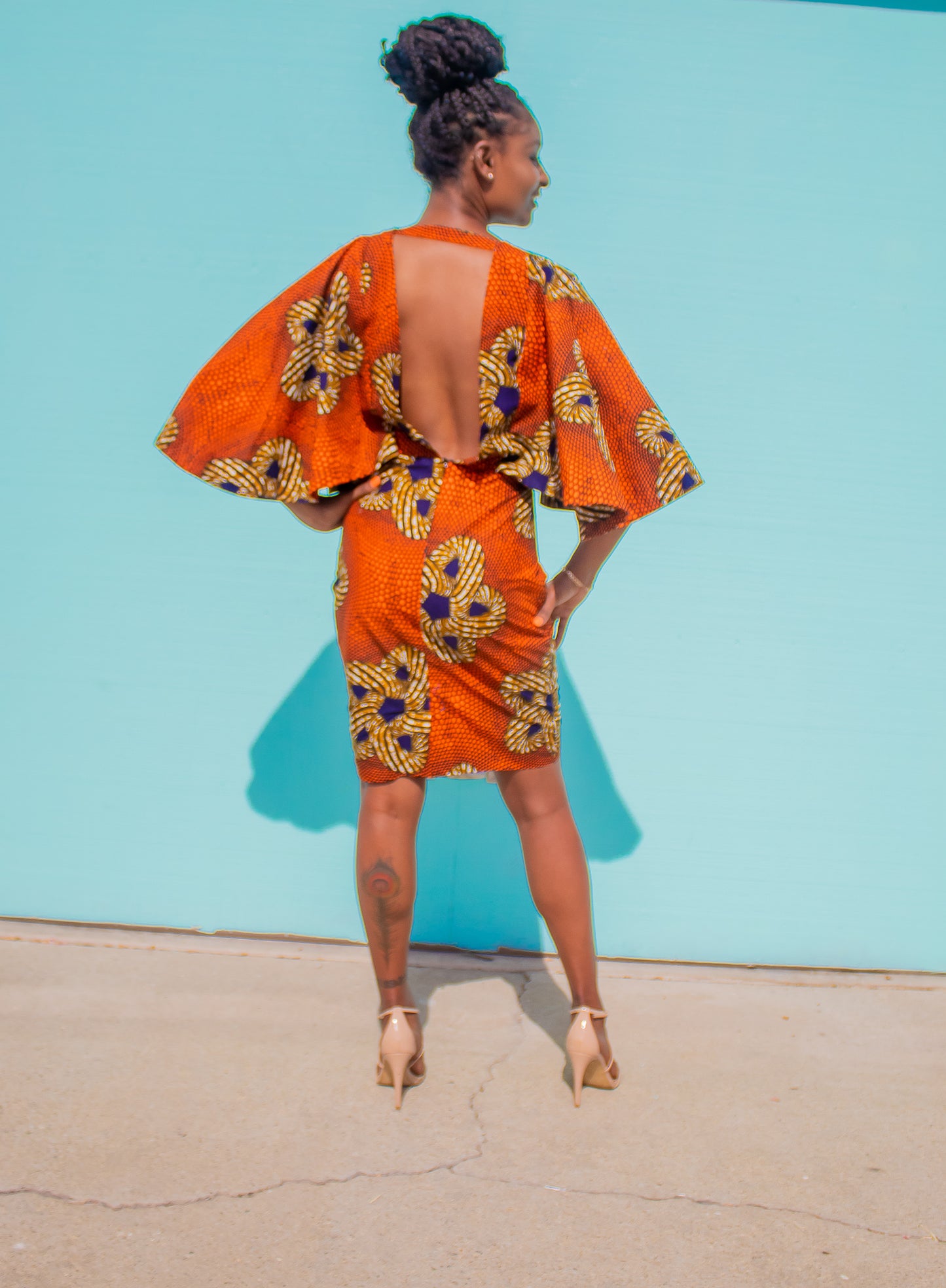 Chike Cape Sleeve Dress