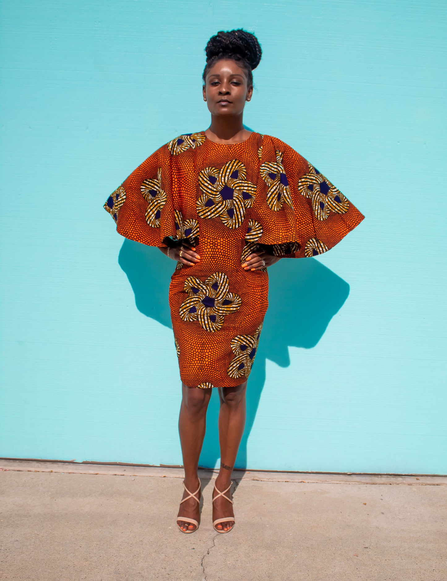 Chike Cape Sleeve Dress