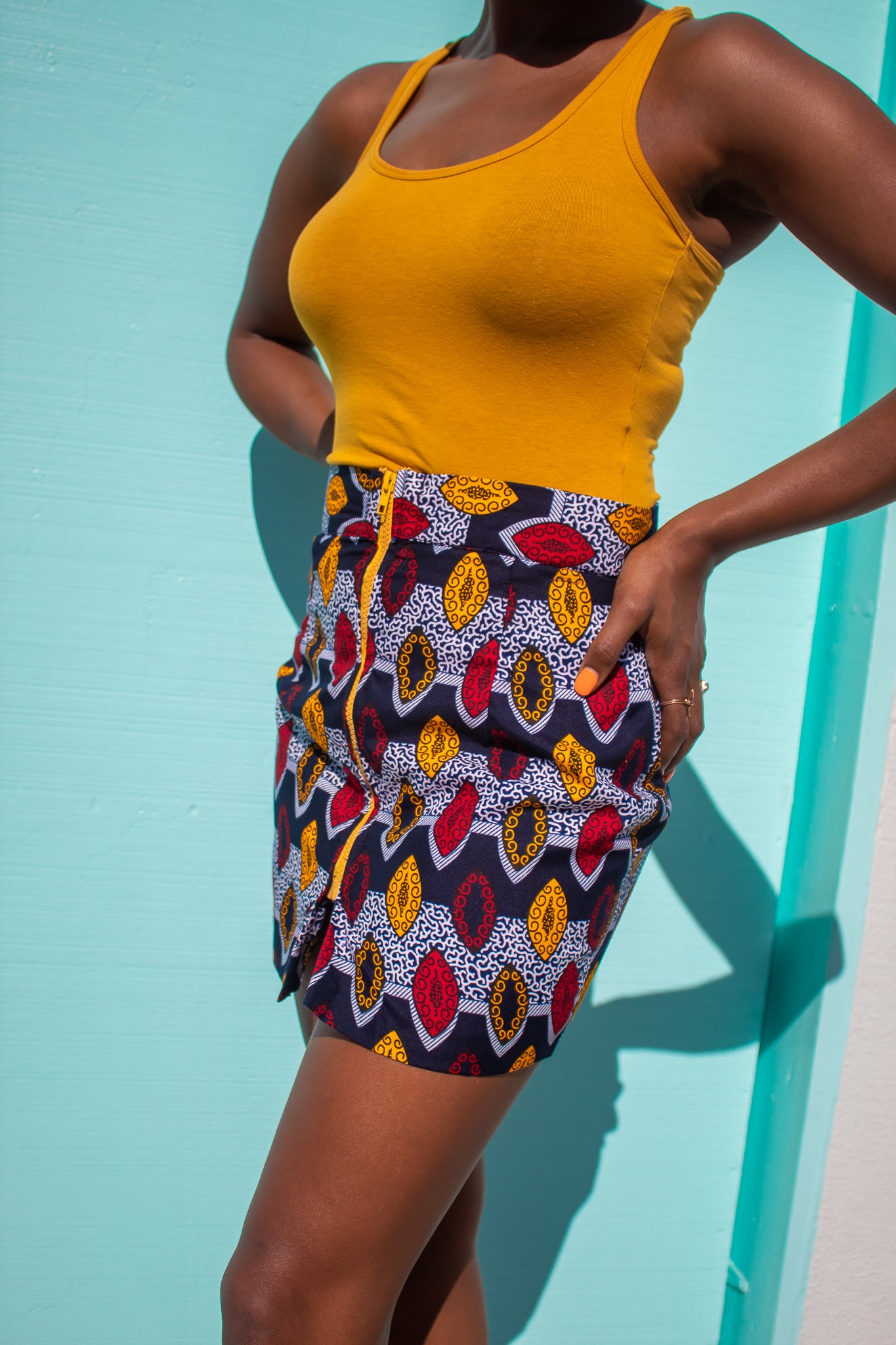 Chi-Chi Zip Front Skirt (Yellow Zipper)